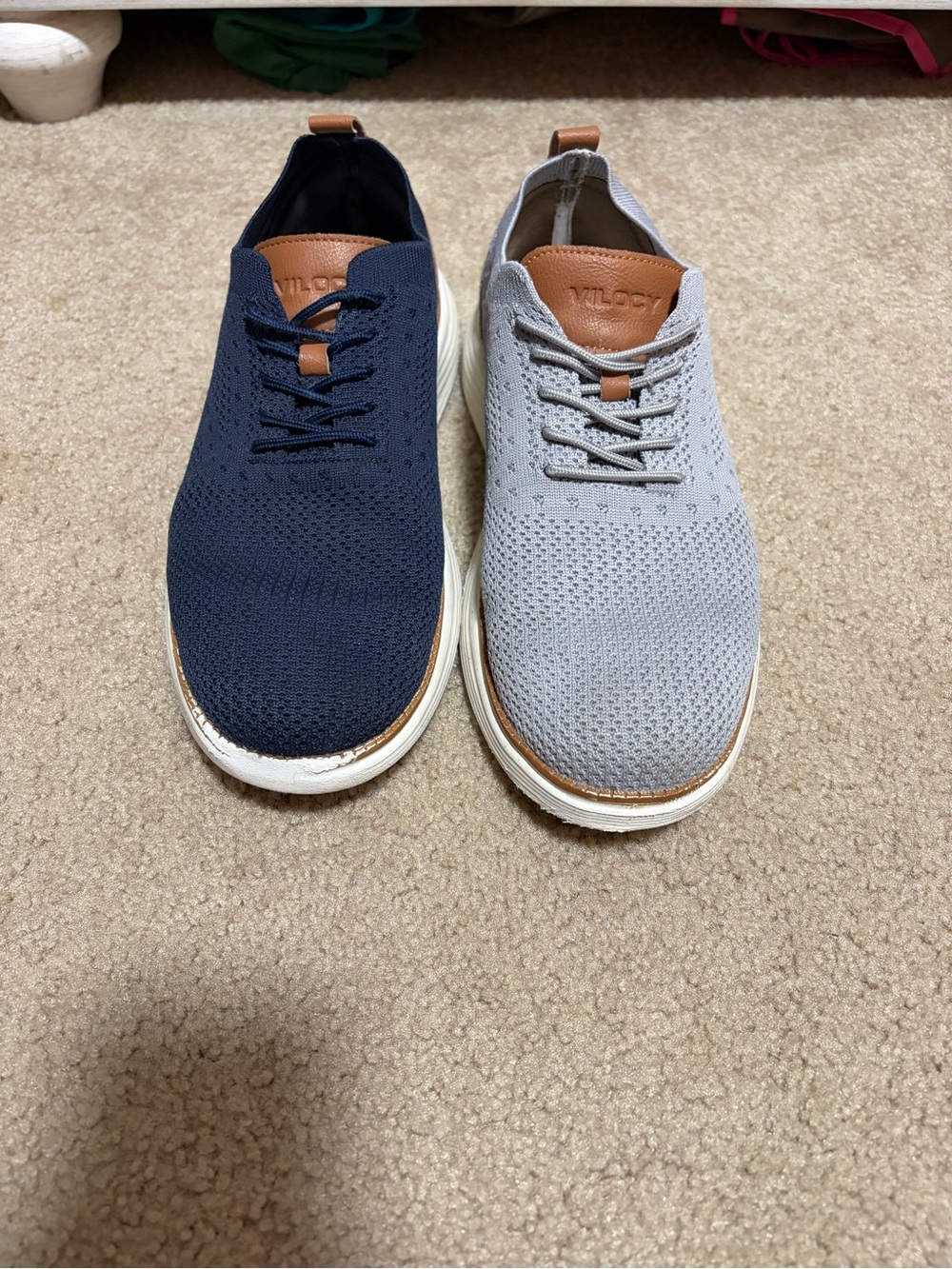Men's Knit Lace-Up Casual Sneakers - Navy & Light Gray - Picture 4 of 4
